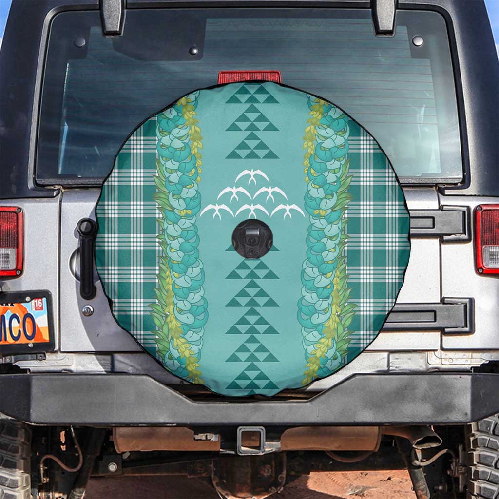 Teal Palaka Hawaii Iwa Bird Spare Tire Cover Hawaiian Kakau Jade Vine Lei - Polynesian Pride