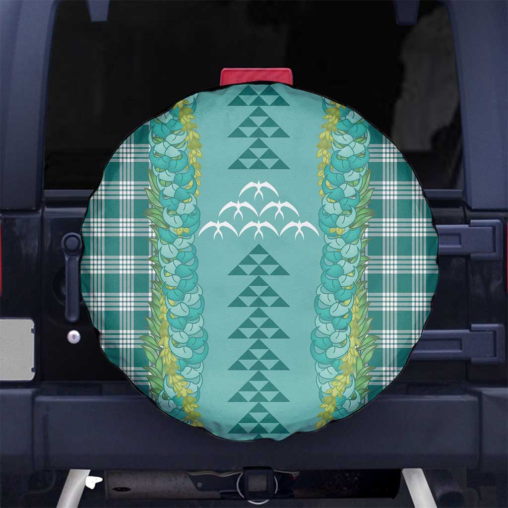 Teal Palaka Hawaii Iwa Bird Spare Tire Cover Hawaiian Kakau Jade Vine Lei - Polynesian Pride