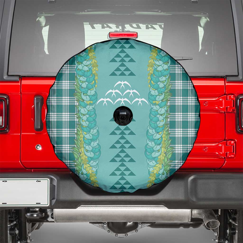 Teal Palaka Hawaii Iwa Bird Spare Tire Cover Hawaiian Kakau Jade Vine Lei - Polynesian Pride