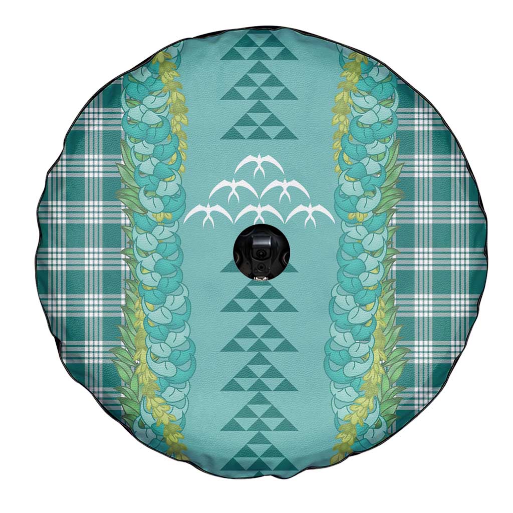 Teal Palaka Hawaii Iwa Bird Spare Tire Cover Hawaiian Kakau Jade Vine Lei - Polynesian Pride