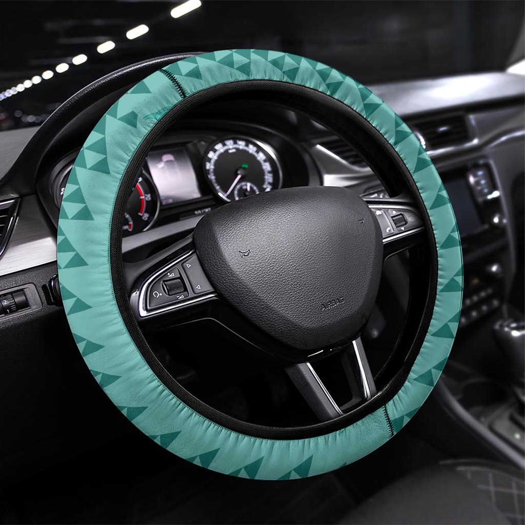 Teal Palaka Hawaii Iwa Bird Steering Wheel Cover Hawaiian Kakau Jade Vine Lei - Polynesian Pride