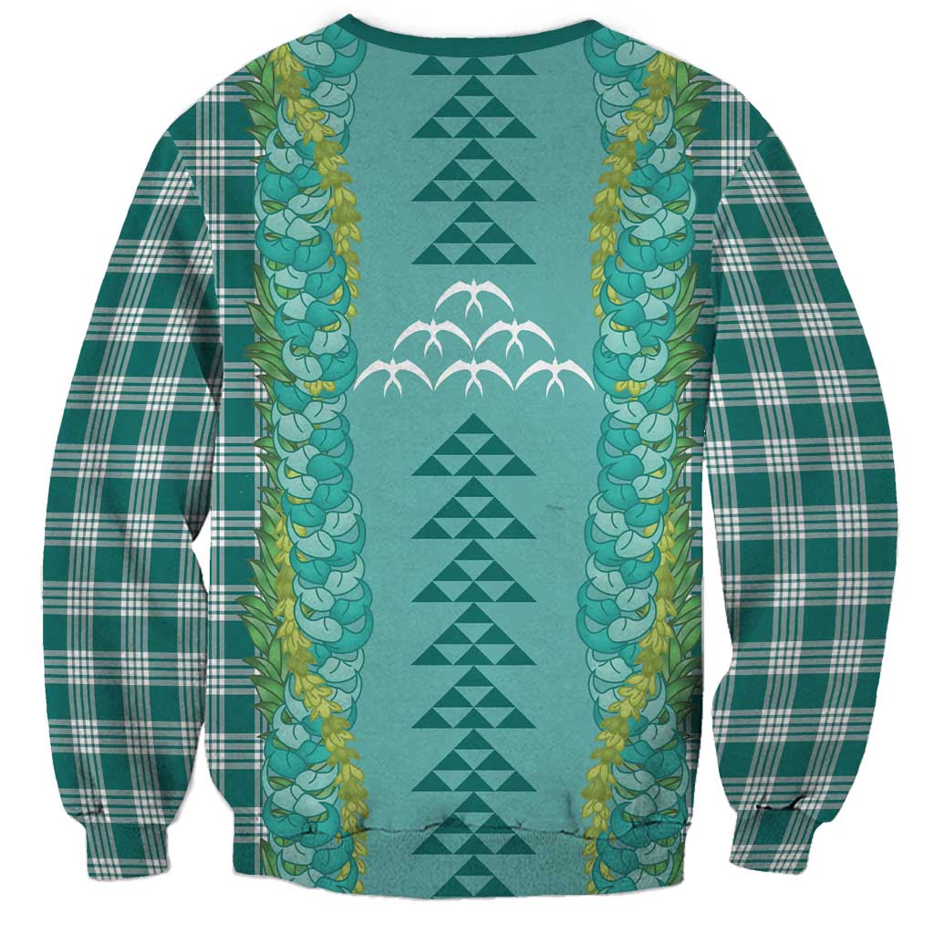Teal Palaka Hawaii Iwa Bird Sweatshirt Hawaiian Kakau Jade Vine Lei - Polynesian Pride