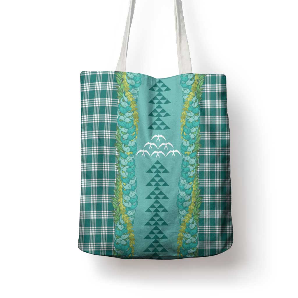 Teal Palaka Hawaii Iwa Bird Tote Bag Hawaiian Kakau Jade Vine Lei - Polynesian Pride