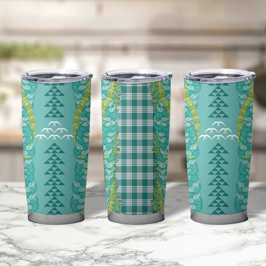 Teal Palaka Hawaii Iwa Bird Tumbler Cup Hawaiian Kakau Jade Vine Lei - Polynesian Pride