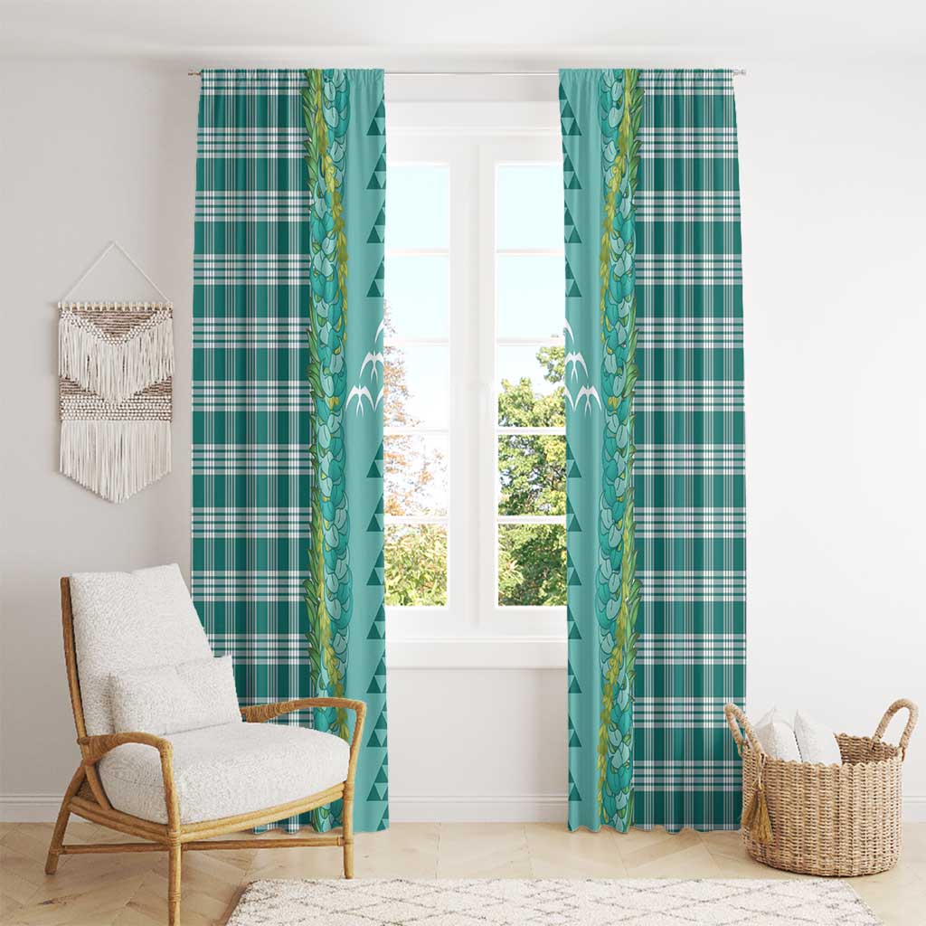 Teal Palaka Hawaii Iwa Bird Window Curtain Hawaiian Kakau Jade Vine Lei - Polynesian Pride