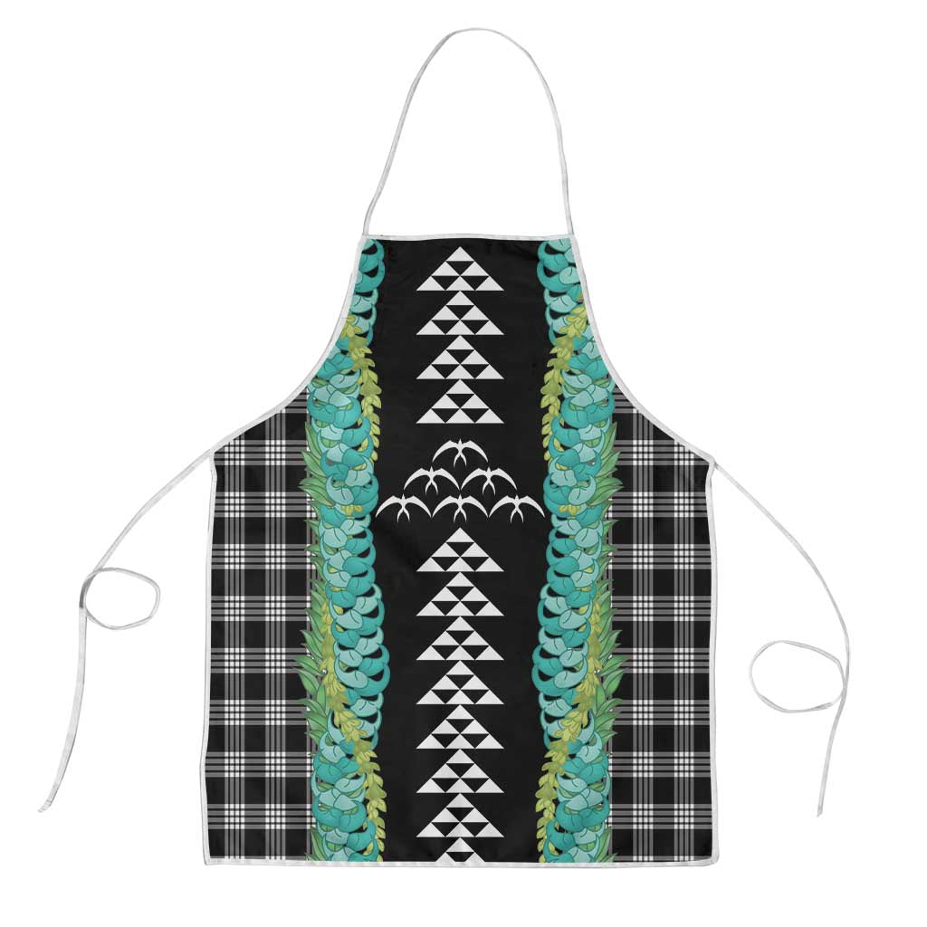 Black Palaka Hawaii Iwa Bird Apron Hawaiian Kakau Jade Vine Lei - Polynesian Pride