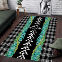 Black Palaka Hawaii Iwa Bird Area Rug Hawaiian Kakau Jade Vine Lei - Polynesian Pride