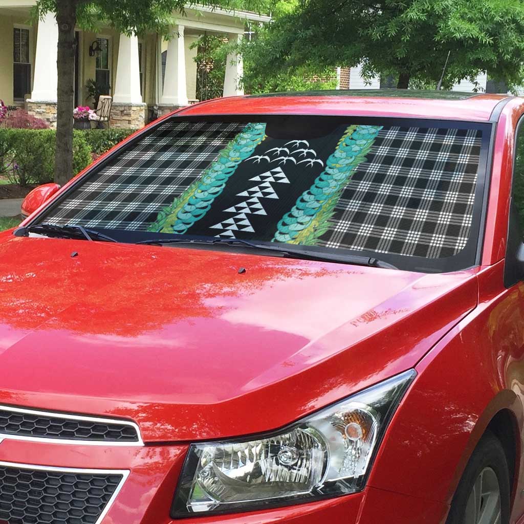 Black Palaka Hawaii Iwa Bird Auto Sun Shade Hawaiian Kakau Jade Vine Lei - Polynesian Pride