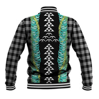 Black Palaka Hawaii Iwa Bird Baseball Jacket Hawaiian Kakau Jade Vine Lei - Polynesian Pride
