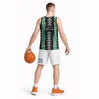 Black Palaka Hawaii Iwa Bird Basketball Jersey Hawaiian Kakau Jade Vine Lei - Polynesian Pride