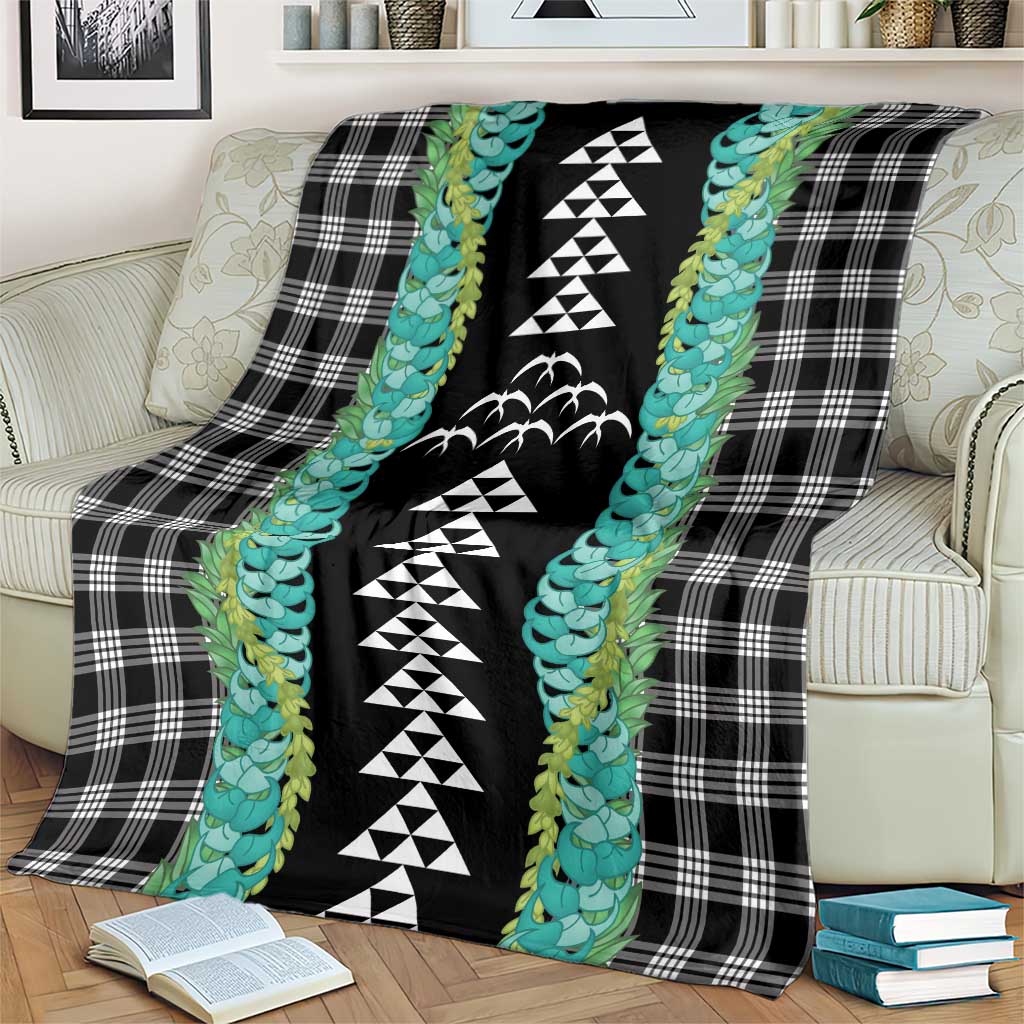 Black Palaka Hawaii Iwa Bird Blanket Hawaiian Kakau Jade Vine Lei - Polynesian Pride