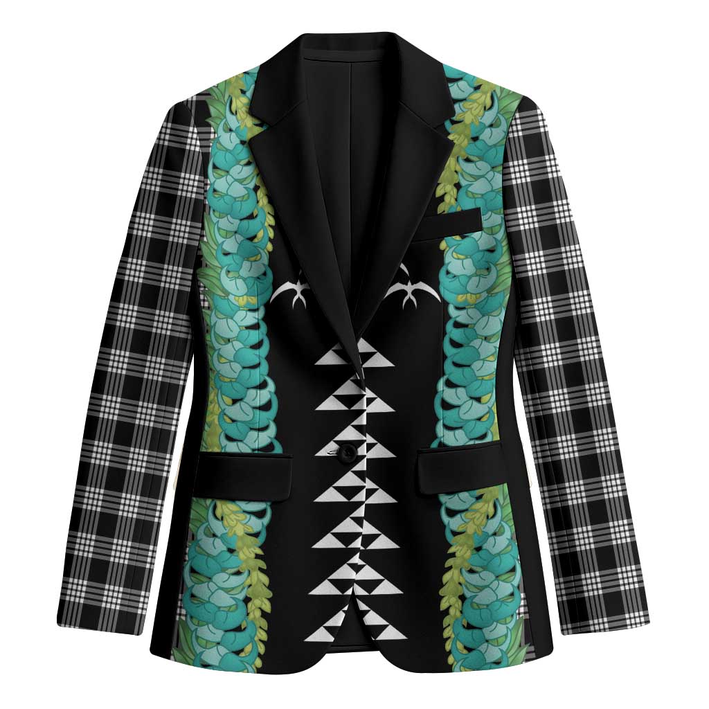 Black Palaka Hawaii Iwa Bird Blazer Hawaiian Kakau Jade Vine Lei LT14 Unisex Black - Polynesian Pride