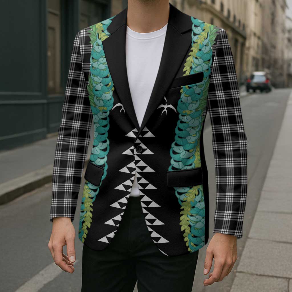 Black Palaka Hawaii Iwa Bird Blazer Hawaiian Kakau Jade Vine Lei - Polynesian Pride