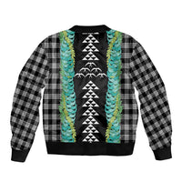 Black Palaka Hawaii Iwa Bird Bomber Jacket Hawaiian Kakau Jade Vine Lei - Polynesian Pride