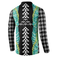 Black Palaka Hawaii Iwa Bird Button Sweatshirt Hawaiian Kakau Jade Vine Lei - Polynesian Pride