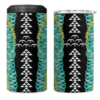 Black Palaka Hawaii Iwa Bird 4 in 1 Can Cooler Tumbler Hawaiian Kakau Jade Vine Lei - Polynesian Pride