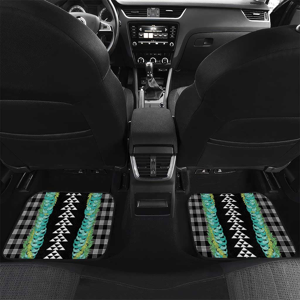 Black Palaka Hawaii Iwa Bird Car Mats Hawaiian Kakau Jade Vine Lei - Polynesian Pride