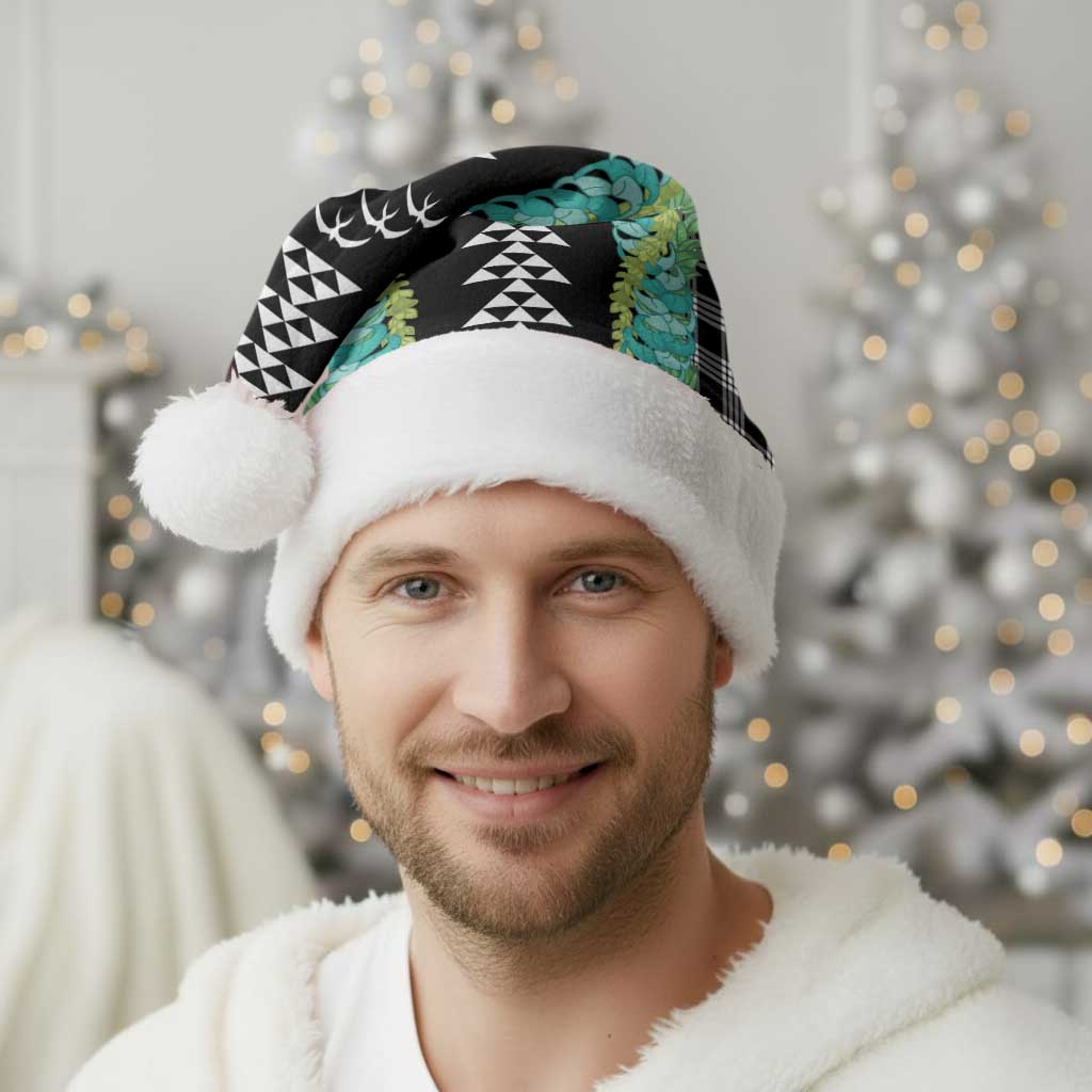 Black Palaka Hawaii Iwa Bird Christmas Santa Hat Hawaiian Kakau Jade Vine Lei - Polynesian Pride