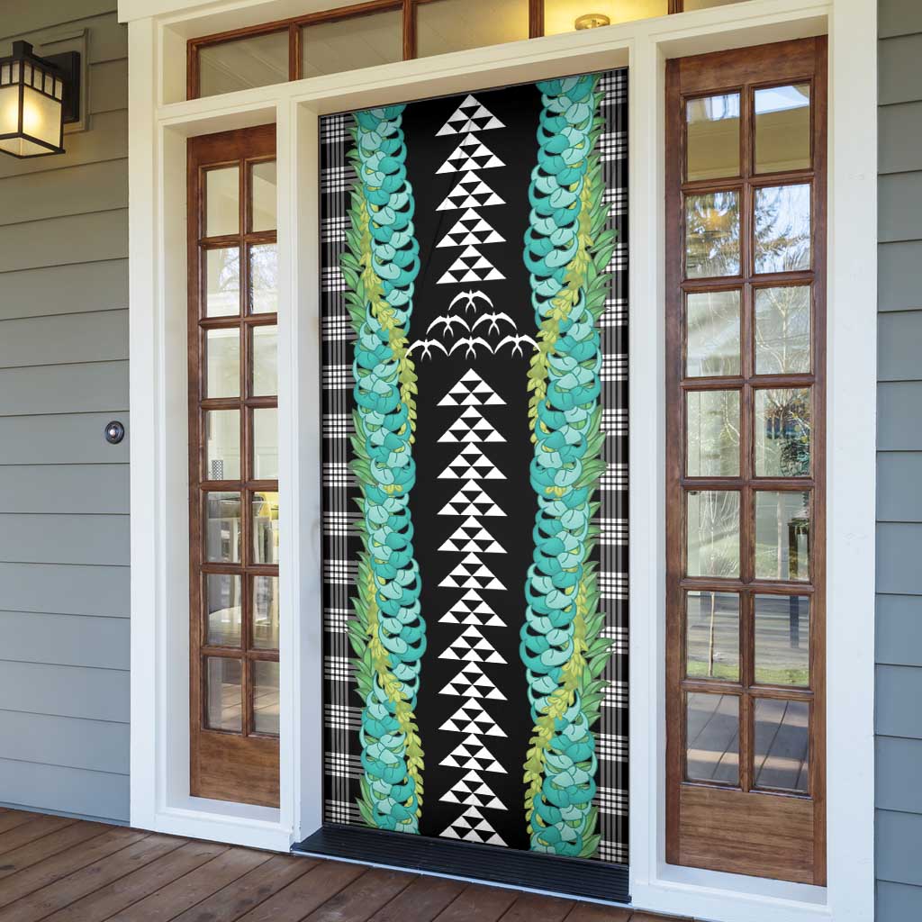 Black Palaka Hawaii Iwa Bird Door Cover Hawaiian Kakau Jade Vine Lei - Polynesian Pride