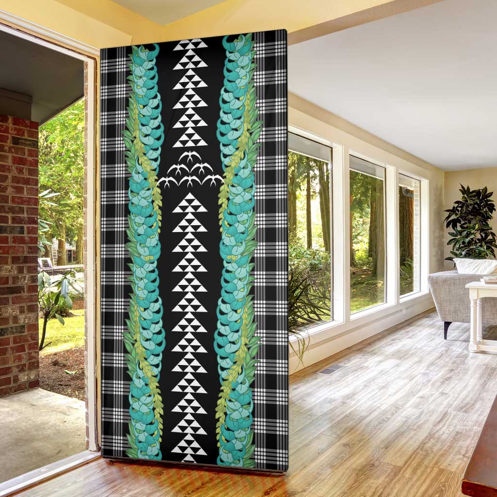 Black Palaka Hawaii Iwa Bird Door Cover Hawaiian Kakau Jade Vine Lei - Polynesian Pride