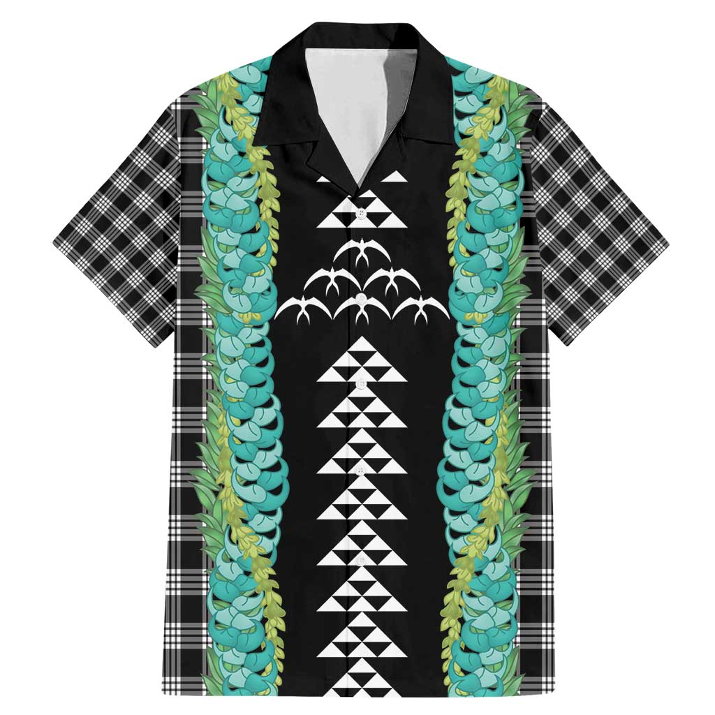 Black Palaka Hawaii Iwa Bird Family Matching Mermaid Dress and Hawaiian Shirt Hawaiian Kakau Jade Vine Lei - Polynesian Pride