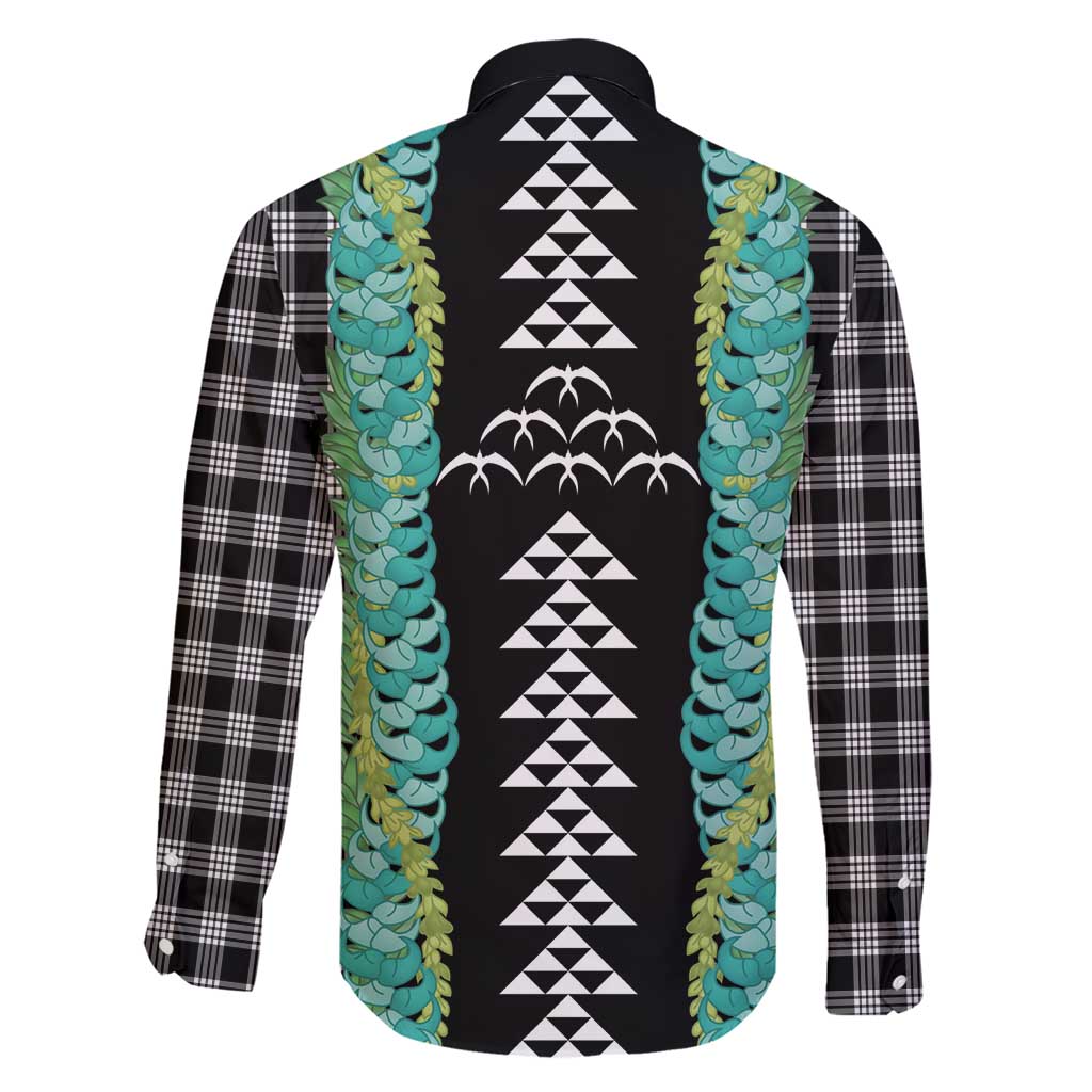 Black Palaka Hawaii Iwa Bird Family Matching Short Sleeve Bodycon Dress and Hawaiian Shirt Hawaiian Kakau Jade Vine Lei - Polynesian Pride