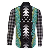 Black Palaka Hawaii Iwa Bird Family Matching Short Sleeve Bodycon Dress and Hawaiian Shirt Hawaiian Kakau Jade Vine Lei - Polynesian Pride