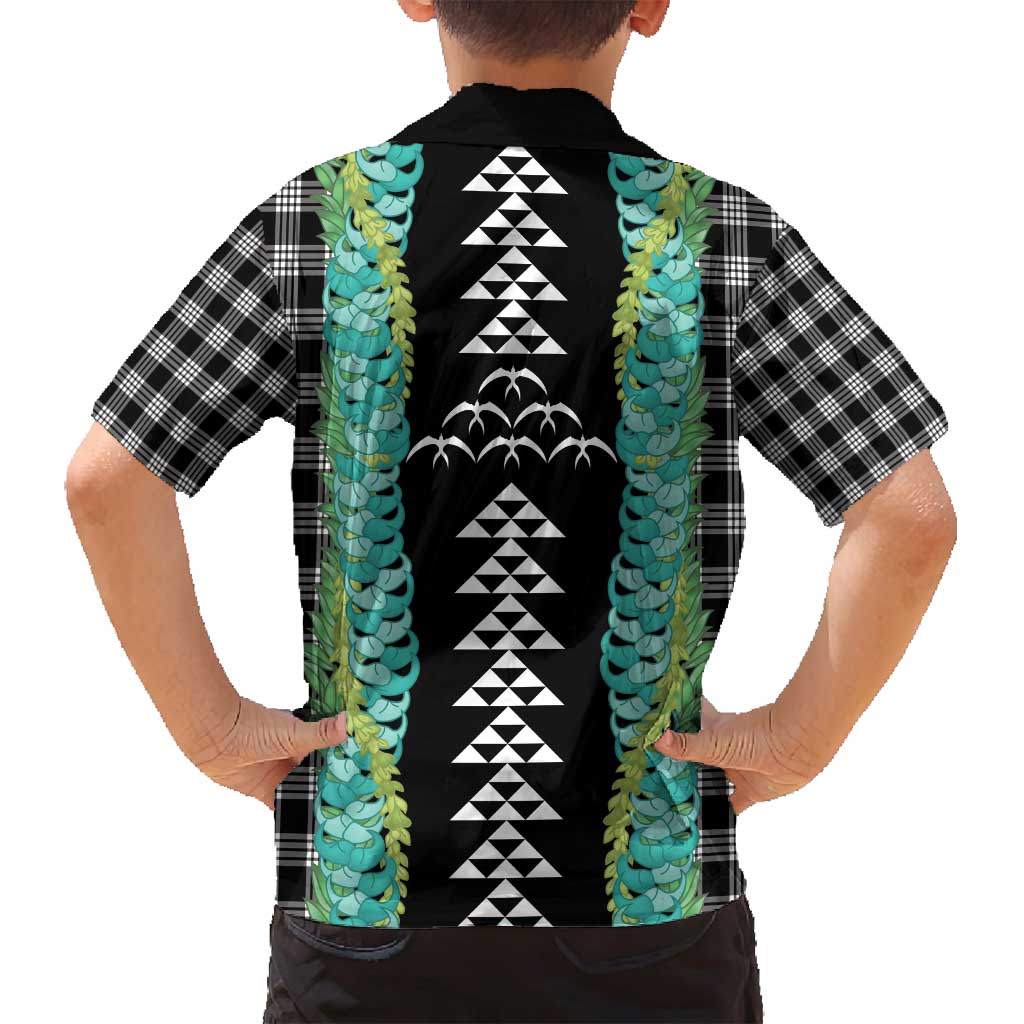 Black Palaka Hawaii Iwa Bird Family Matching Summer Maxi Dress and Hawaiian Shirt Hawaiian Kakau Jade Vine Lei - Polynesian Pride