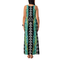 Black Palaka Hawaii Iwa Bird Family Matching Tank Maxi Dress and Hawaiian Shirt Hawaiian Kakau Jade Vine Lei - Polynesian Pride