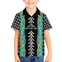 Black Palaka Hawaii Iwa Bird Family Matching Tank Maxi Dress and Hawaiian Shirt Hawaiian Kakau Jade Vine Lei - Polynesian Pride
