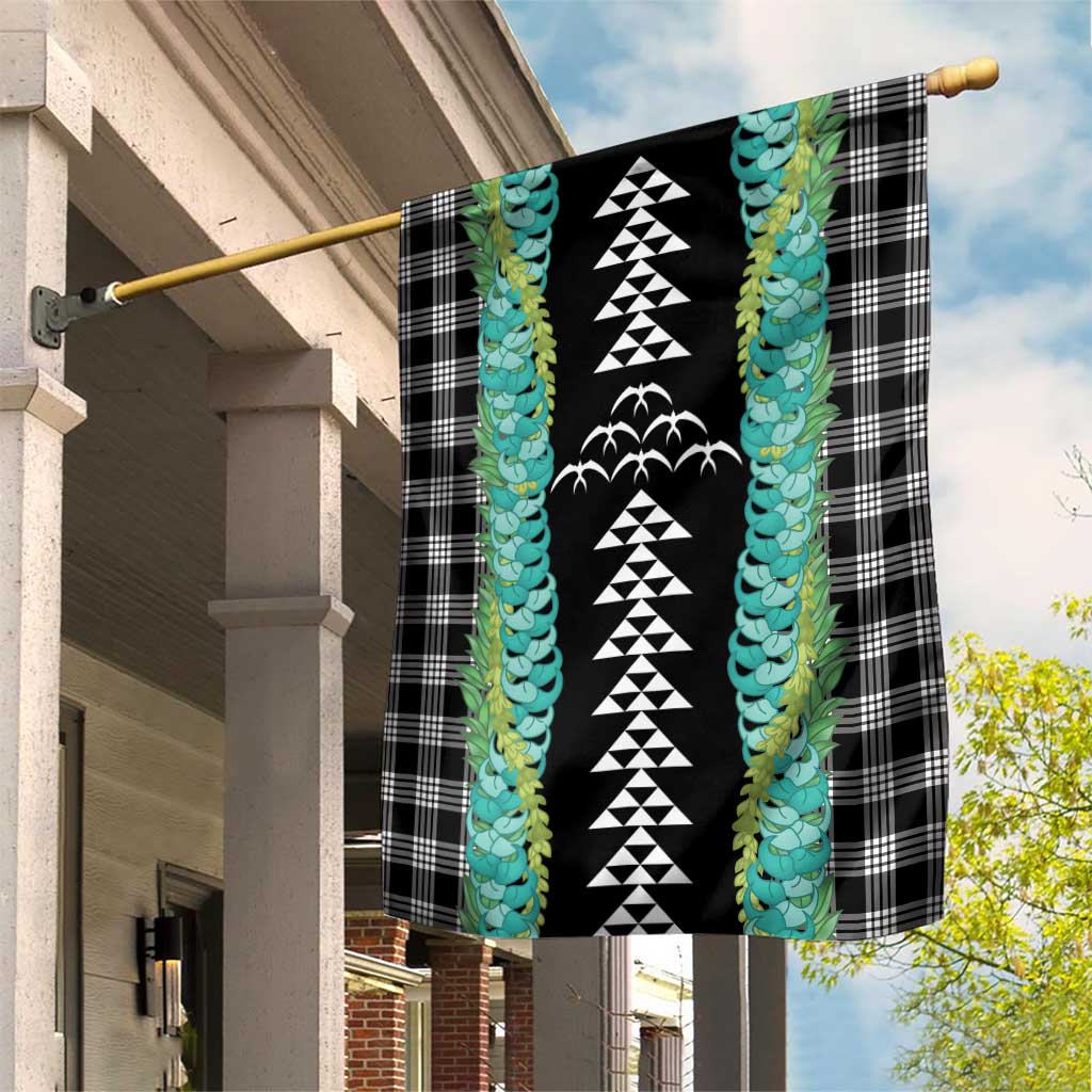 Black Palaka Hawaii Iwa Bird Garden Flag Hawaiian Kakau Jade Vine Lei LT14 House Flag Black - Polynesian Pride