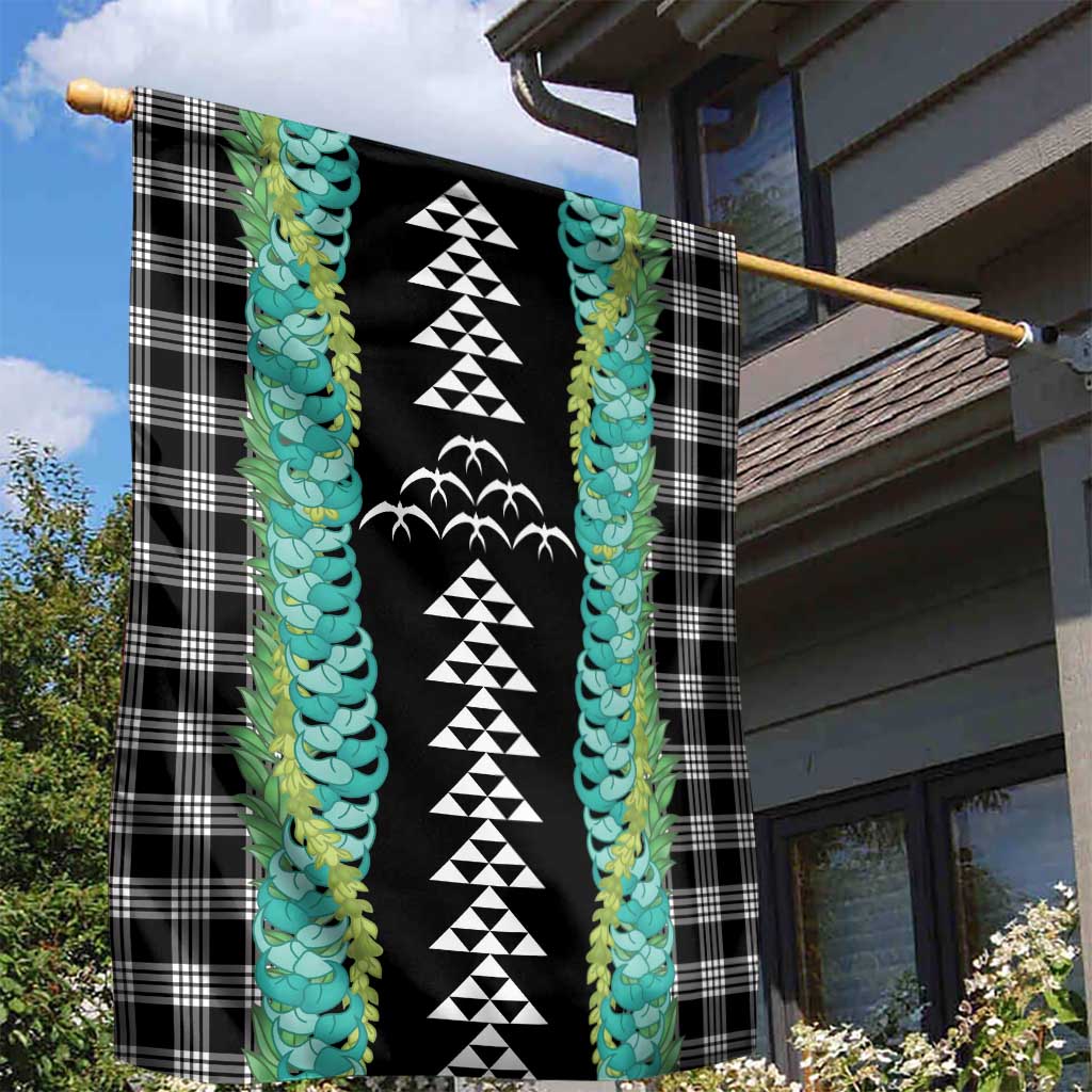 Black Palaka Hawaii Iwa Bird Garden Flag Hawaiian Kakau Jade Vine Lei - Polynesian Pride