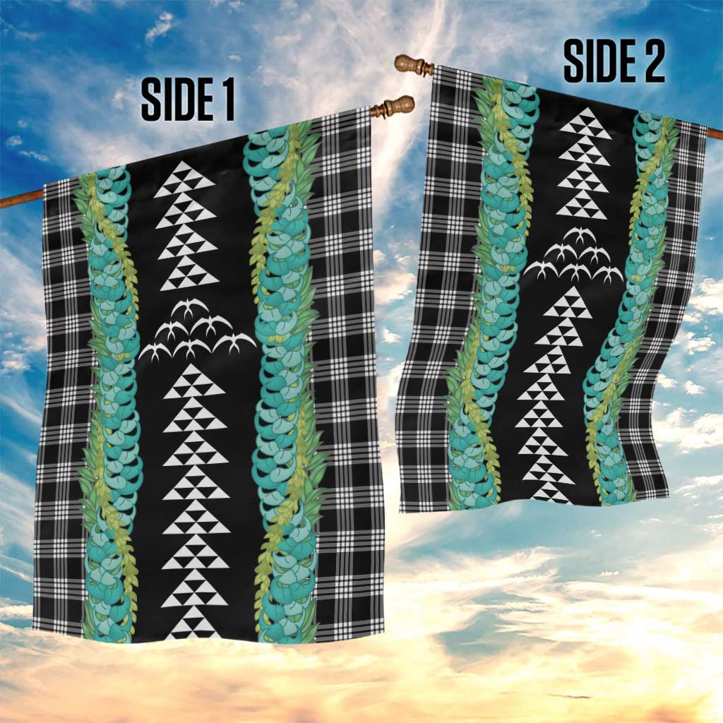 Black Palaka Hawaii Iwa Bird Garden Flag Hawaiian Kakau Jade Vine Lei - Polynesian Pride