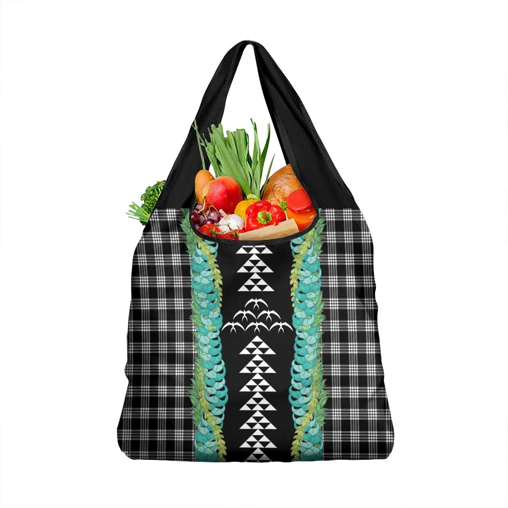 Black Palaka Hawaii Iwa Bird Grocery Bag Hawaiian Kakau Jade Vine Lei LT14 1-pack One Size Black - Polynesian Pride
