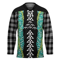 Black Palaka Hawaii Iwa Bird Hockey Jersey Hawaiian Kakau Jade Vine Lei - Polynesian Pride