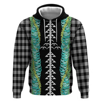 Black Palaka Hawaii Iwa Bird Hoodie Hawaiian Kakau Jade Vine Lei - Polynesian Pride