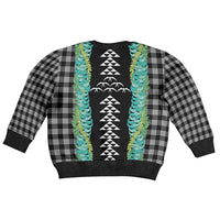 Black Palaka Hawaii Iwa Bird Kid Ugly Christmas Sweater Hawaiian Kakau Jade Vine Lei - Polynesian Pride