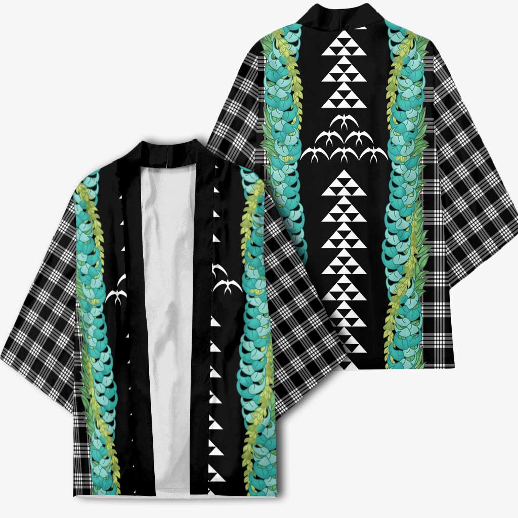 Black Palaka Hawaii Iwa Bird Kimono Hawaiian Kakau Jade Vine Lei - Polynesian Pride
