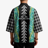 Black Palaka Hawaii Iwa Bird Kimono Hawaiian Kakau Jade Vine Lei - Polynesian Pride