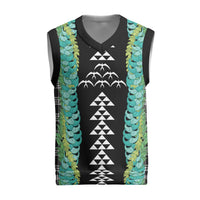 Black Palaka Hawaii Iwa Bird Christmas Knitted V-Neck Vest Hawaiian Kakau Jade Vine Lei - Polynesian Pride