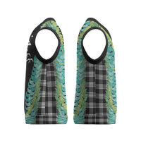 Black Palaka Hawaii Iwa Bird Christmas Knitted V-Neck Vest Hawaiian Kakau Jade Vine Lei - Polynesian Pride