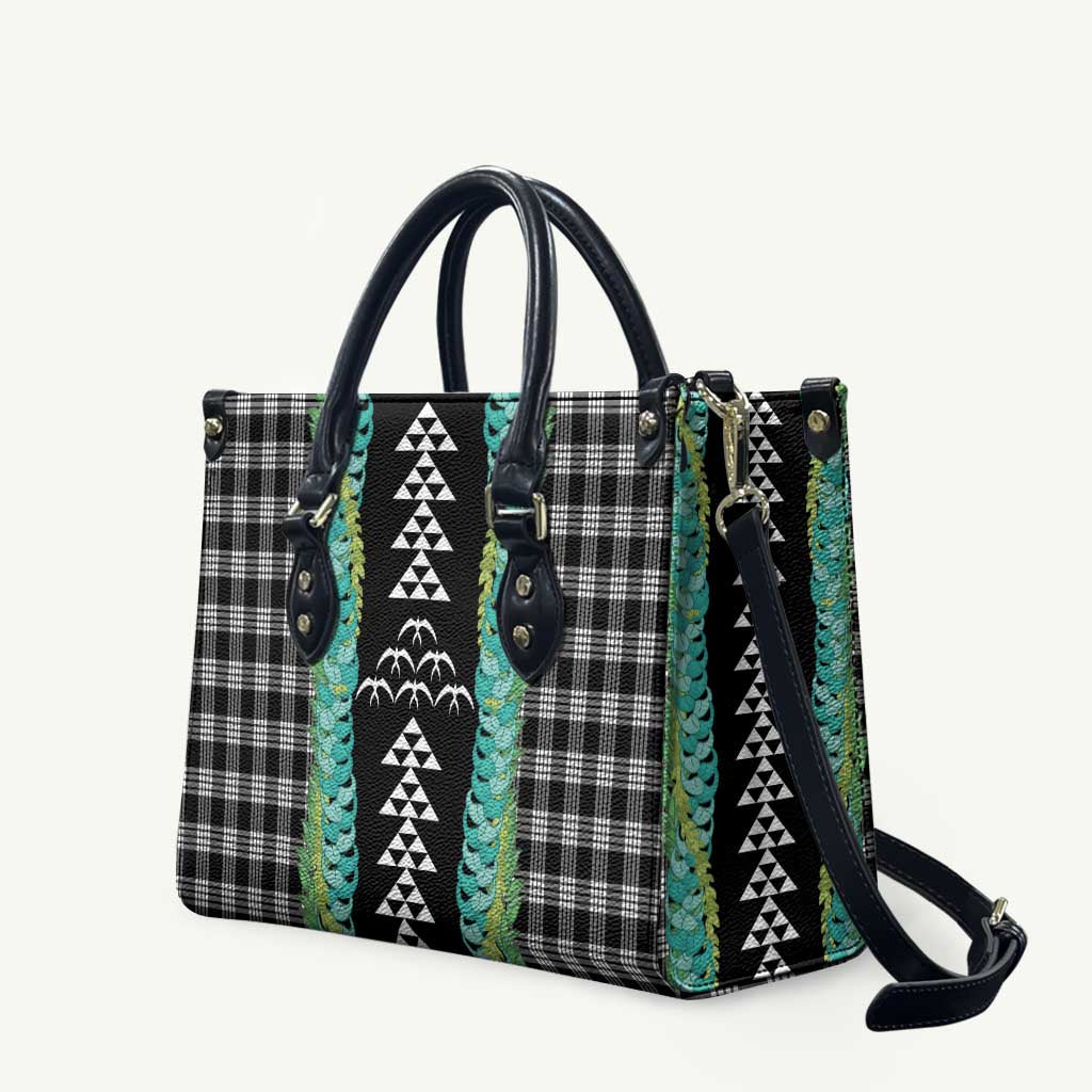 Black Palaka Hawaii Iwa Bird Leather Bag Hawaiian Kakau Jade Vine Lei LT14 Black - Polynesian Pride