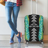 Black Palaka Hawaii Iwa Bird Luggage Cover Hawaiian Kakau Jade Vine Lei - Polynesian Pride