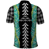 Black Palaka Hawaii Iwa Bird Polo Shirt Hawaiian Kakau Jade Vine Lei - Polynesian Pride