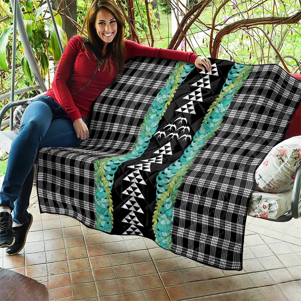 Black Palaka Hawaii Iwa Bird Quilt Hawaiian Kakau Jade Vine Lei - Polynesian Pride