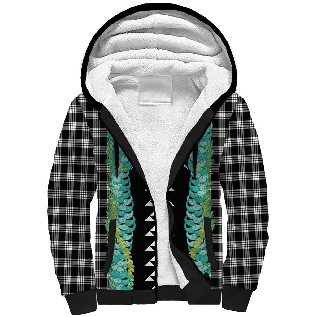 Black Palaka Hawaii Iwa Bird Sherpa Hoodie Hawaiian Kakau Jade Vine Lei LT14 Unisex Black - Polynesian Pride