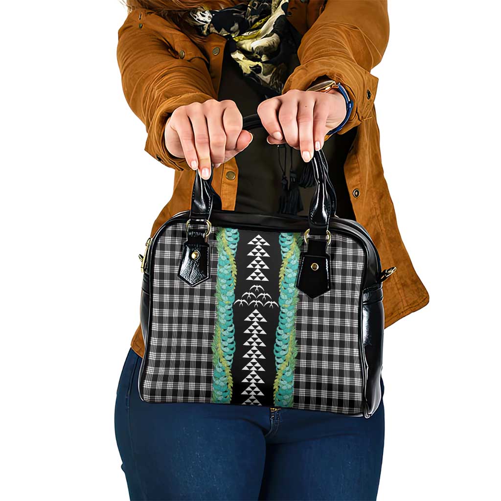 Black Palaka Hawaii Iwa Bird Shoulder Handbag Hawaiian Kakau Jade Vine Lei LT14 One Size Black - Polynesian Pride