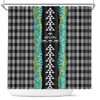 Black Palaka Hawaii Iwa Bird Shower Curtain Hawaiian Kakau Jade Vine Lei - Polynesian Pride