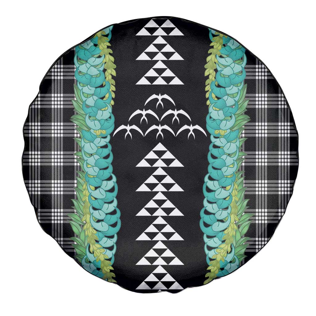 Black Palaka Hawaii Iwa Bird Spare Tire Cover Hawaiian Kakau Jade Vine Lei - Polynesian Pride