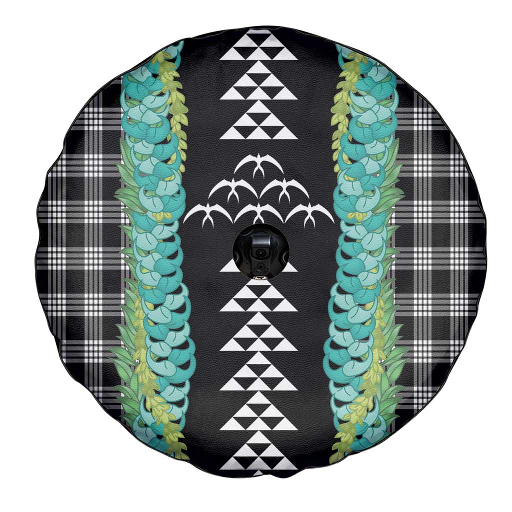 Black Palaka Hawaii Iwa Bird Spare Tire Cover Hawaiian Kakau Jade Vine Lei - Polynesian Pride